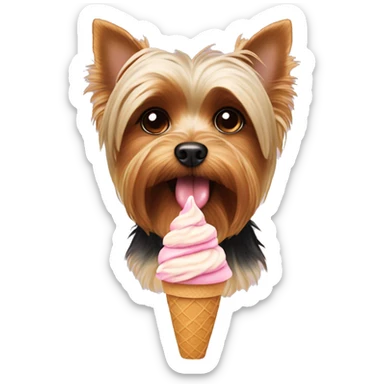 Yorkie dog eating ice cream sticker