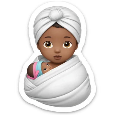 newborn black baby girl in a swaddle sticker