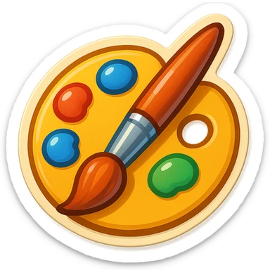 emoji style sticker of a painted palette and brush sticker