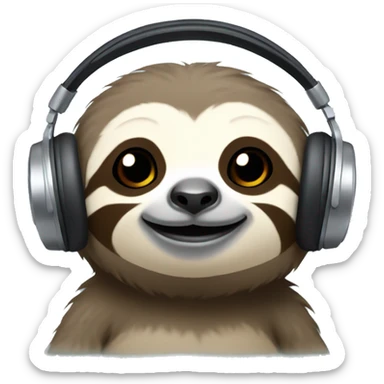 cute sloth wearing headphones with mic.  sticker