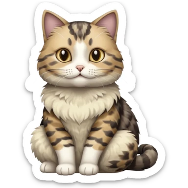 cat with écaille de tortue grey White and beige sticker