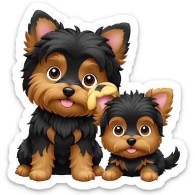 yorkie and a black cavapoo sticker