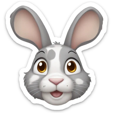 Anthro male bunny rabbit with freckles droopy ears, grey fur with brown spots sticker