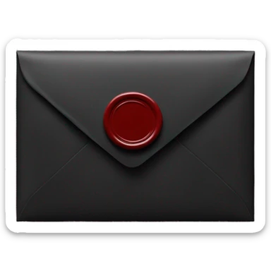 black envelope with burgundy wax seal sticker