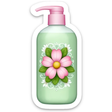 light green and pink floral shampoo sticker