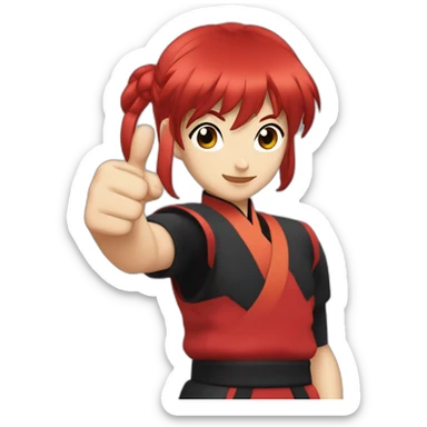 Ranma with red hair and a fight Chinese red outfit thumbs up sticker