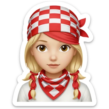 girl blonde hair, wear red and white checkered bandana sticker