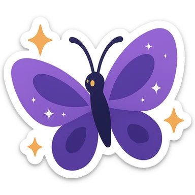 purple butterfly with sparkles sticker