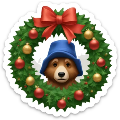 Christmas wreath with Paddington sticker