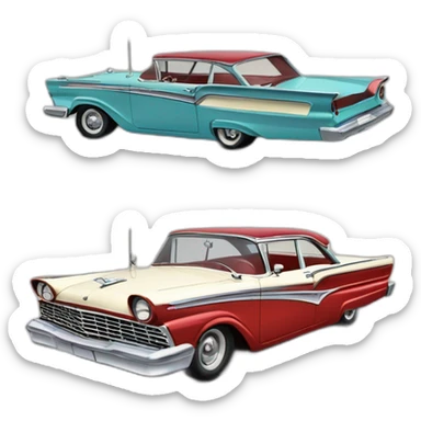 cartoonish drawing of 1957 Ford Fairlane by SpeedHunters; one car; front quarter sticker