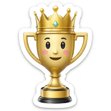 Win Emoji

Glossy 3D emoji showing a gold trophy with a small crown, glowing effect, black and gold theme. sticker