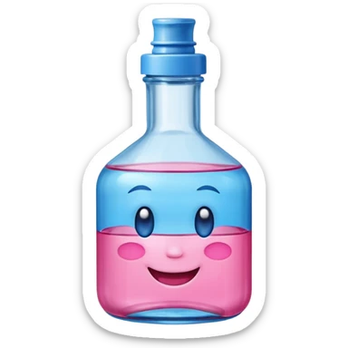 Smiling winking oil bottle pink blue top  sticker