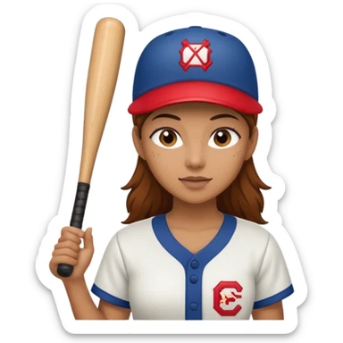 woman baseball player sticker