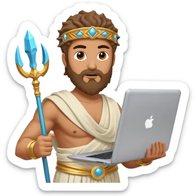 Poseidon with laptop sticker