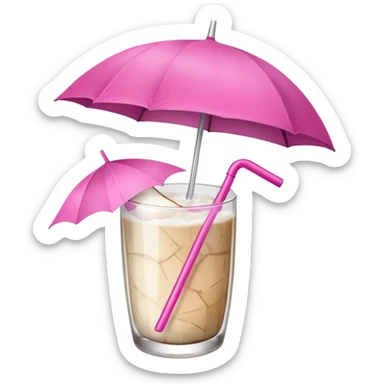 coconut drink with pink umbrella sticker