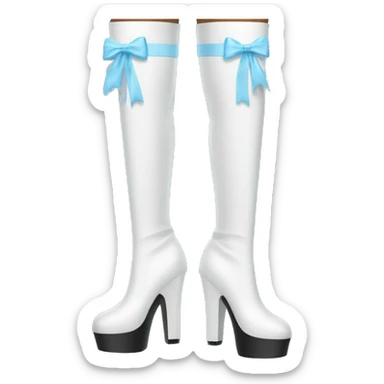 White thigh high boots with baby blue bows no legs sticker