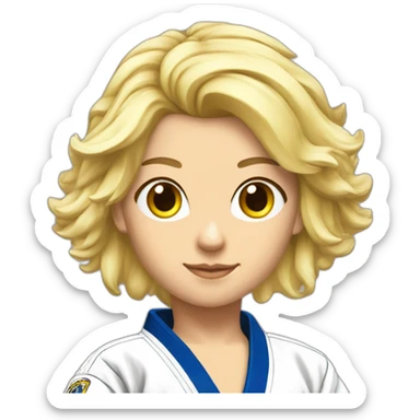 Beautiful blonde woman angel with wings wearing Jiu-Jitsu BJJ gi sticker