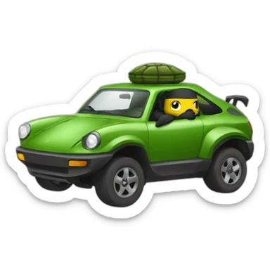Tortue ninja dans voiture volante sticker