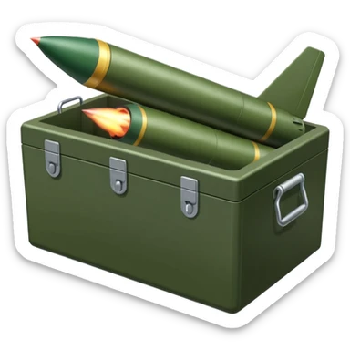 A military box filled with combat missiles sticker