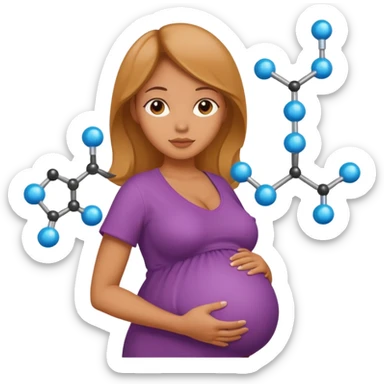 chemical molecule symbol next to a pregnant  sticker