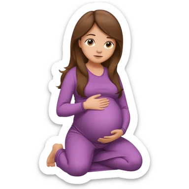 Pregnant long brown hair kneeling sticker