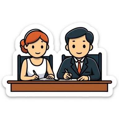 couple signing divorce papers sticker