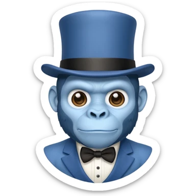 A gorilla tag guy from gorilla tag that’s blue and has the top hat sticker