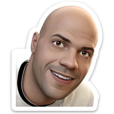 smiling bald man portrait sticker