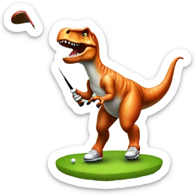 Golfing t-rex sticker