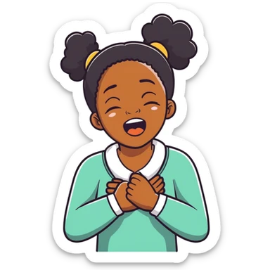 Black Girl with hands crossed choking herself screaming laughing crying sticker