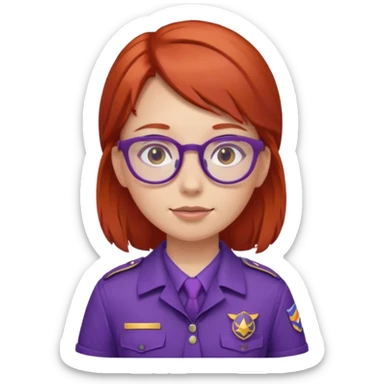red haired scout kid with purple uniform and glassess girl sticker