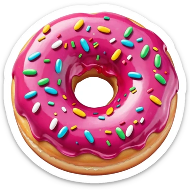 Pink glazed donut with sprinkles sticker