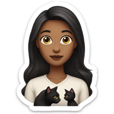 woman brown skin long dark hair with black cat sticker