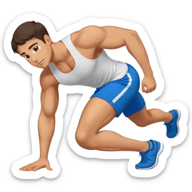brunette buff man with blue shorts doing plank exercise sticker