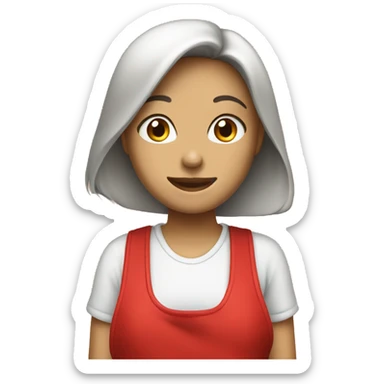 GIRL SALUTING WITH RED APRON sticker