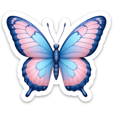 A butterfly with light blue fade to light pink wings sticker