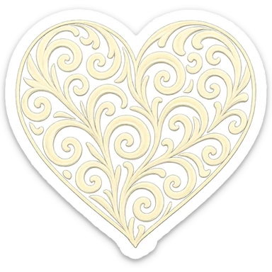 heart with a swirling ivory pattern, digital illustration sticker