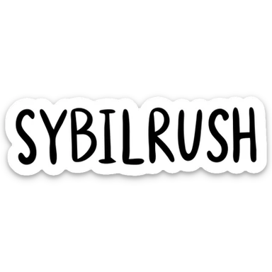 The word "SYBILRUSH" in handwritten style sticker