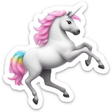 Unicorns dancing on pink fluffy clouds and rainbows  sticker