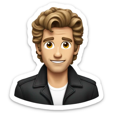 Jeff conaway grease with brown hair curled in middle of forehead  sticker