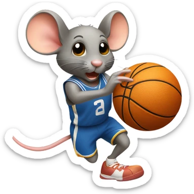 mouse dribbling a basket ball sticker