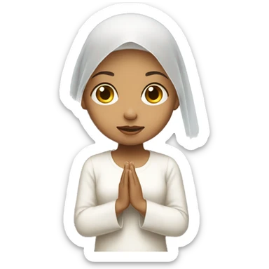 Light skin girl praying with white veil  sticker