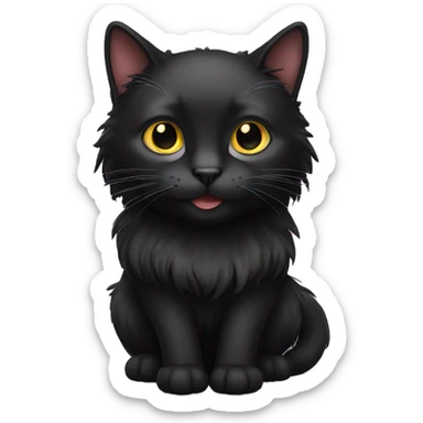 Long hair black cat sticker