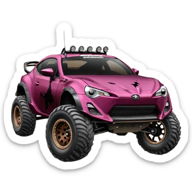 Distressed dented rusty old Extended wheelbase 2013 scion fr-s dark black cherry 4wd monster Baja desert stadium racer  sticker