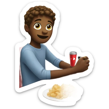 boys hanging out indoors with Swiss watches and food at the back  sticker