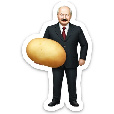 Photorealistic Belarus president Lukashenko full body with potato in right hand sticker