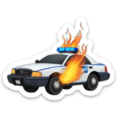 Furious police car burning sticker