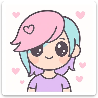 pastel emo profile picture with a heart accent, cute, expressive, minimal sticker