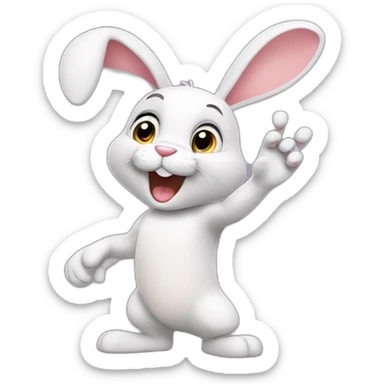 The bunny waves his paw sticker