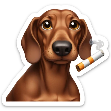 Muscular Dachshund with huge biceps smoking four cigarettes at once sticker